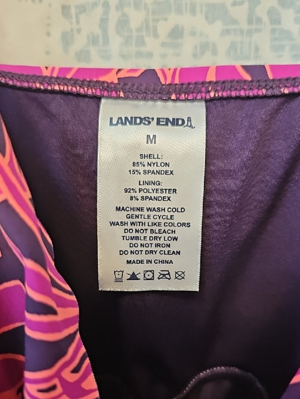 Lands' End Purple and Pink Floral Swim Dress - Picture 4 of 7